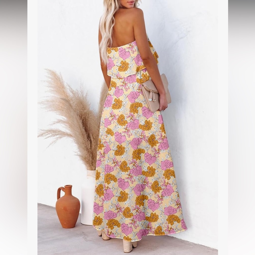 Dokotoo Floral Boho Maxi Dress Strapless Dress - Picture 3 of 4